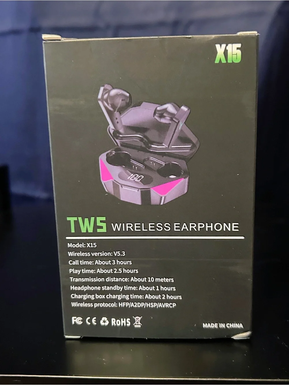 New X15 True Wireless Stereo Gaming Earbuds - Black & Pink